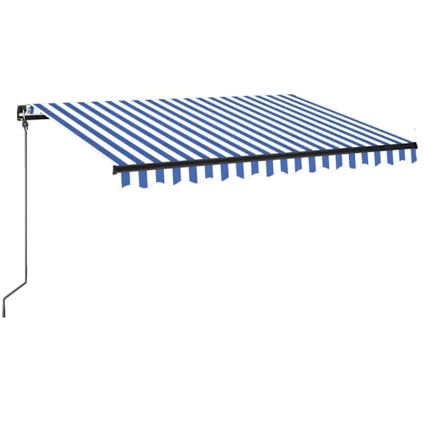 vidaXL Markis manuellt infällbar med LED 350x250 cm blå och vit Blå