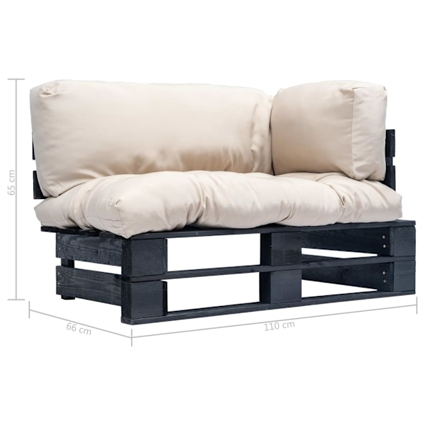 vidaXL Pallsoffa med dynor sandfärgad massiv furu Beige