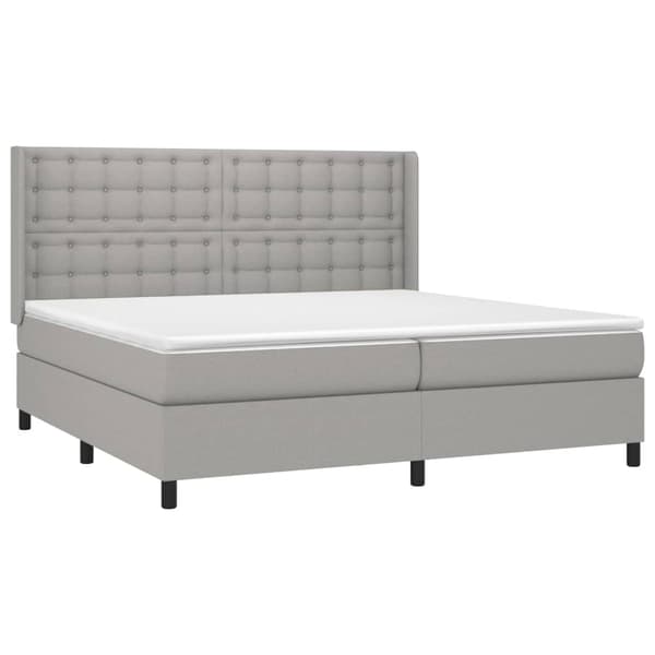 vidaXL Ramsäng med madrass ljusgrå 200x200 cm tyg Grå