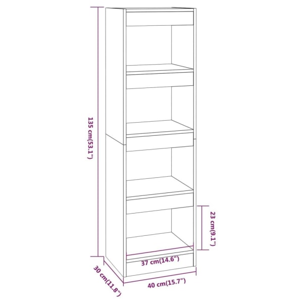 vidaXL Bokhylla/Rumsavdelare svart 40x30x135 cm Svart