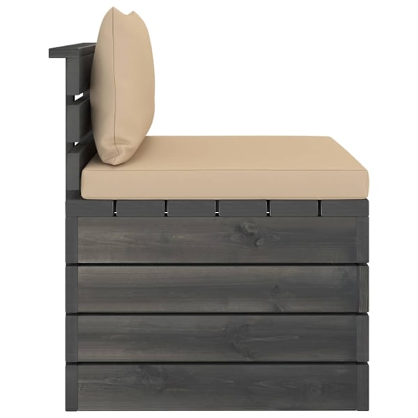 vidaXL Pallsoffgrupp med dynor 2 delar massiv furu Beige