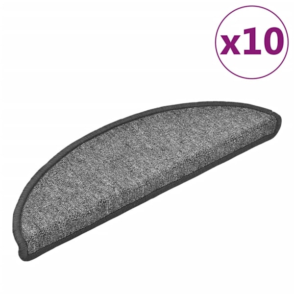 vidaXL Trappstegsmattor 10 st 56x17x3 cm mörkgrå Grå