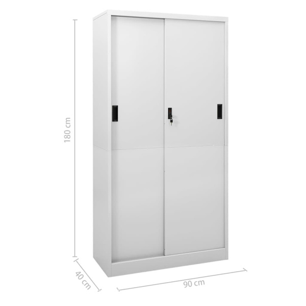 vidaXL Dokumentskåp med skjutdörr ljusgrå 90x40x180 cm stål grå