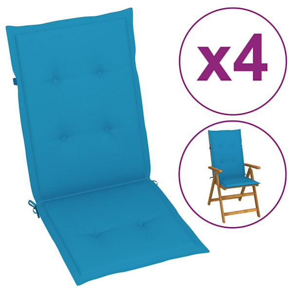 vidaXL Stolsdynor för trädgården 4 st 120x50x3 cm blå Blå