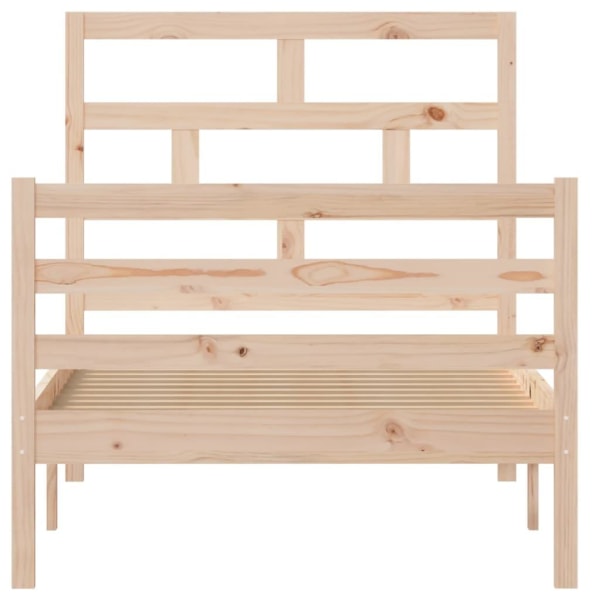 vidaXL Sängram massiv furu 90x200 cm Brun