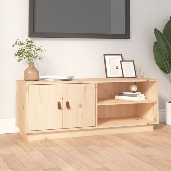 vidaXL Tv-bänk 105x34x40 cm massiv furu Brun