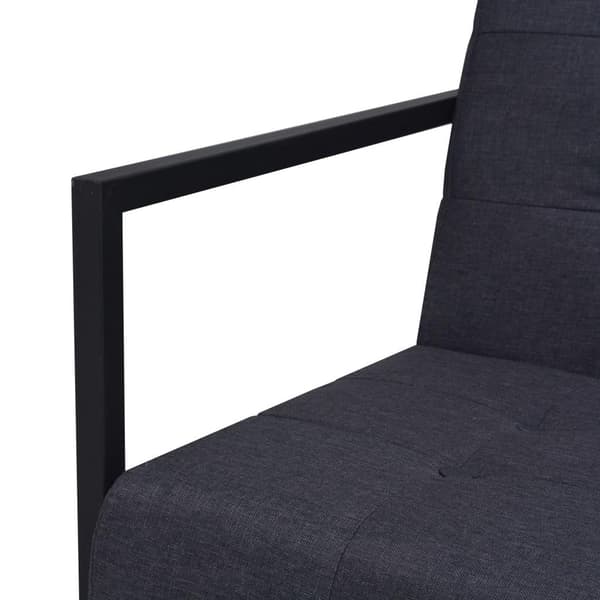 vidaXL Soffa med armstöd 2-sits stål och tyg mörkgrå grå