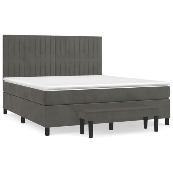 vidaXL Ramsäng med madrass mörkgrå 180x200 cm sammet Grå