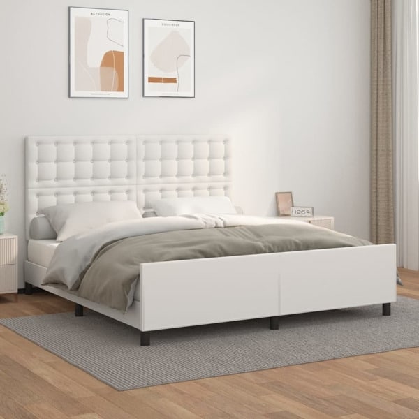 vidaXL Sängram med huvudgavel vit 160x200 cm konstläder Vit