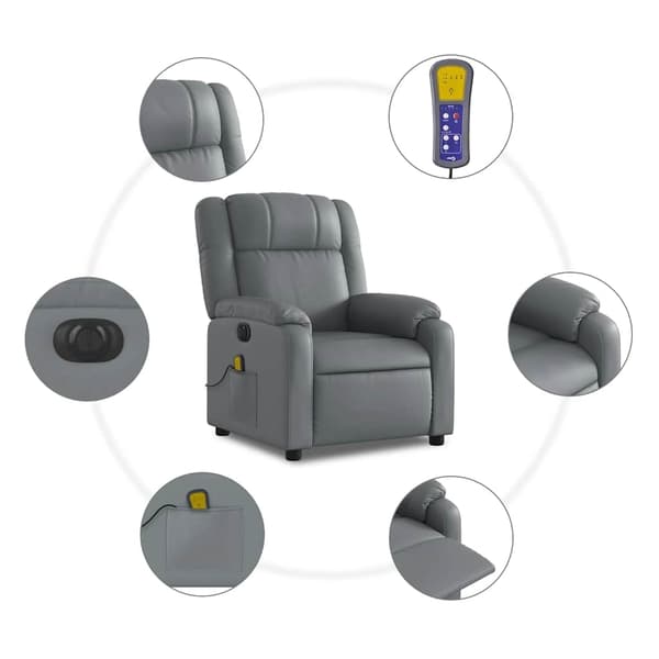 vidaXL Elektrisk massagefåtölj grå konstläder Grå
