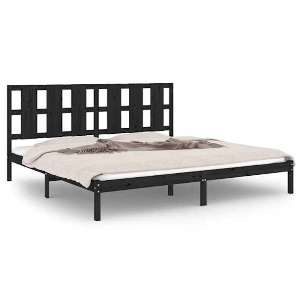 vidaXL Sängram svart massiv furu 200x200 cm Svart