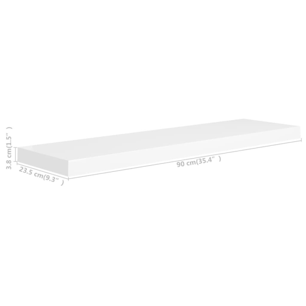 vidaXL Svävande vägghylla vit 90x23,5x3,8 cm MDF Vit