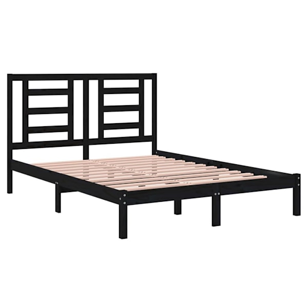 vidaXL Sängram svart massiv furu 140x190 cm Svart