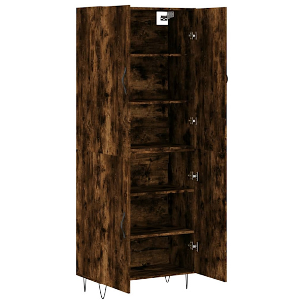 vidaXL Högskåp rökfärgad ek 69,5x34x180 cm konstruerat trä Brun