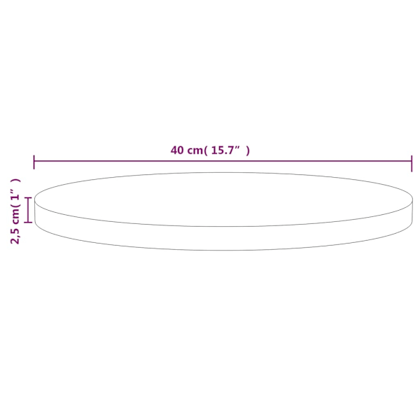 vidaXL Bordsskiva vit Ø40x2,5 cm massiv furu Vit