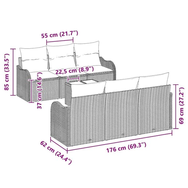 vidaXL Trädgårdsoffset Grå 55 x 55 x 37 cm konstrotting Grå