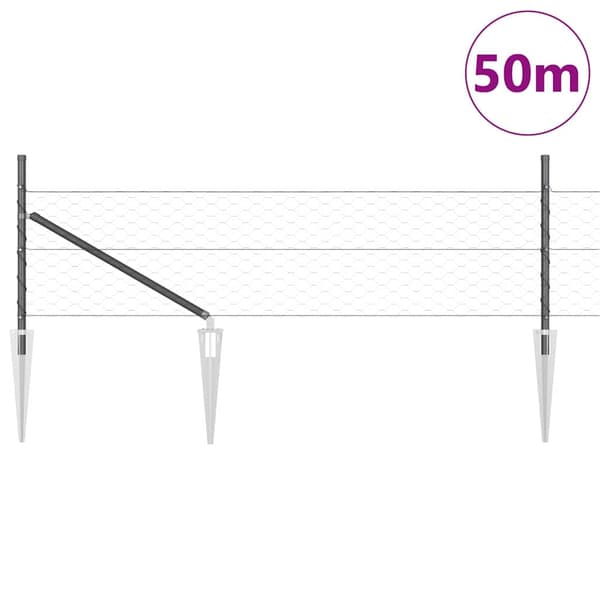 vidaXL Utomhus hexagonal stängsel med stolpe 50 x 0,4 m Grå Mesh Grå