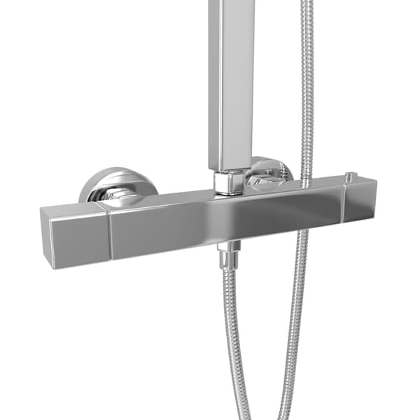 vidaXL Dusch med handdusch och termostat rostfritt stål Silver