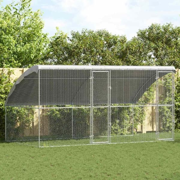 vidaXL Hönshus 2 pcs Silver 400 x 200 x 200 cm Galvaniserat Stål Silver
