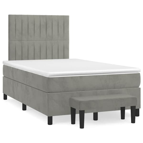 vidaXL Ramsäng med madrass ljusgrå 120x190 cm sammet Grå