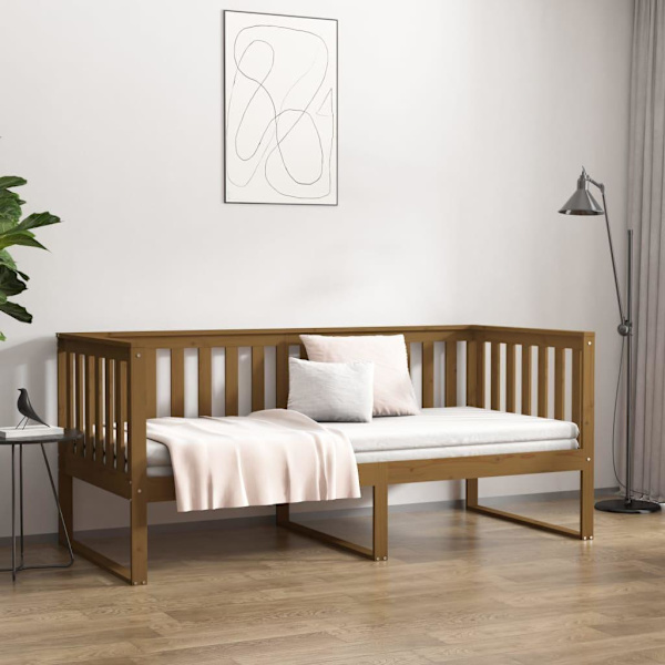vidaXL Dagbädd honungsbrun 90x190 cm massiv furu Brun