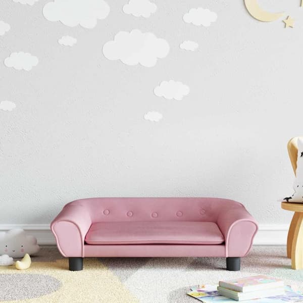 vidaXL Barnsoffa rosa 70x45x26 cm sammet Rosa