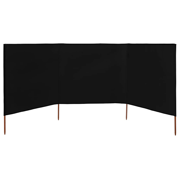 vidaXL Vindskydd 3 paneler tyg 400x160 cm svart Svart