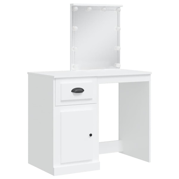 vidaXL Sminkbord med LED-lampor vit 90x42x132,5 cm Vit