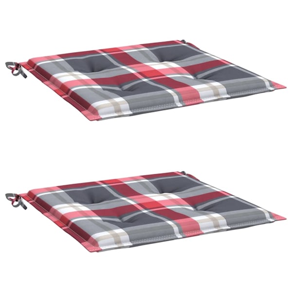 vidaXL Stolsdynor 2 st rödrutig 40x40x3 cm oxfordtyg multifärg