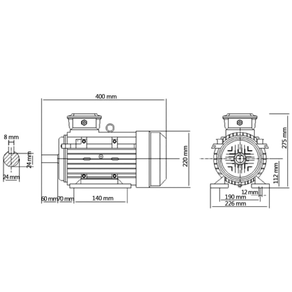 vidaXL 3-fas elektrisk motor aluminium 4kW/5,5HK 2-polig 2840 RPM