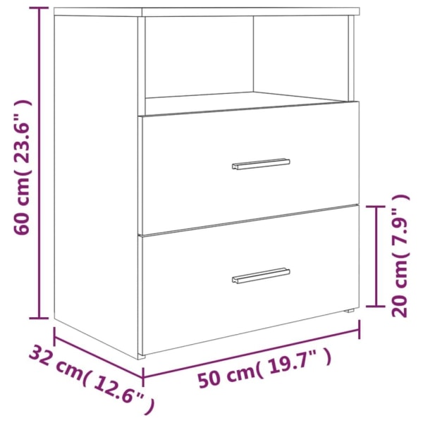 vidaXL Sängbord 2 st brun ek 50x32x60 cm Brun