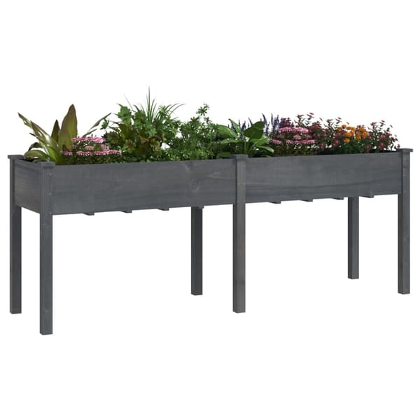 vidaXL Odlingslåda med foder grå 203x53x76 cm massivt granträ Grå