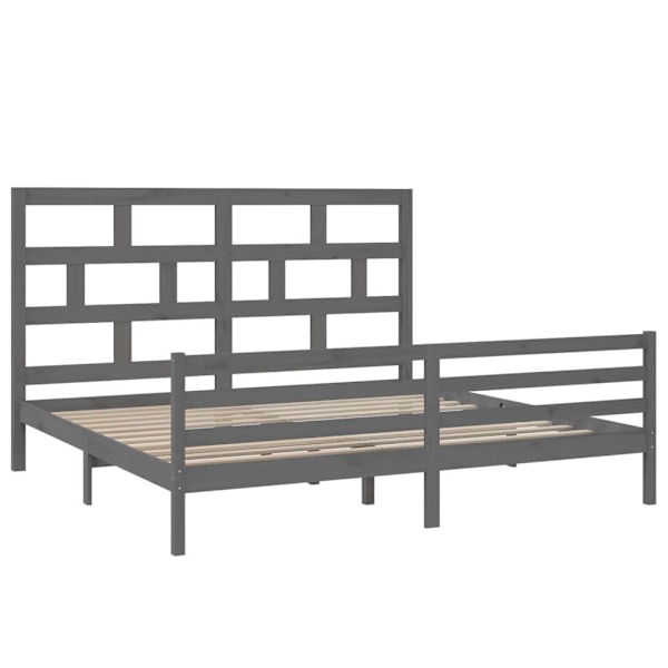 vidaXL Sängram grå massiv furu 200x200 cm Grå