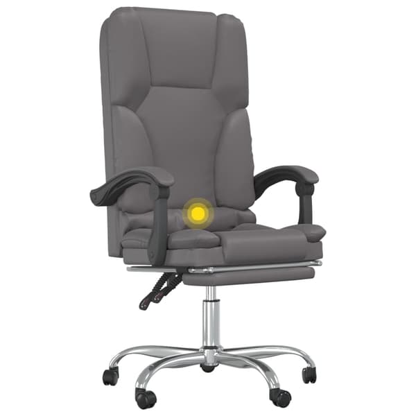 vidaXL Kontorsstol med massage grå konstläder Grå