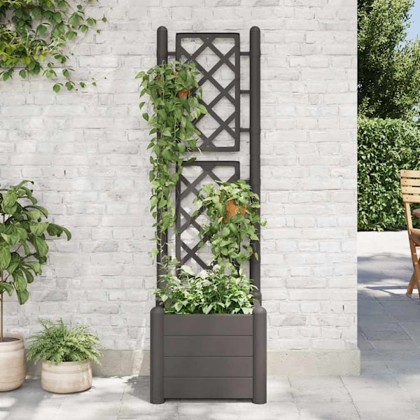 vidaXL Odlingslåda med spaljé 43x43x142 cm PP antracit Antracit