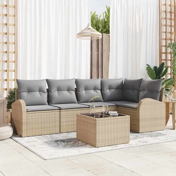 vidaXL Soffset 6 st Beige Polyester Beige