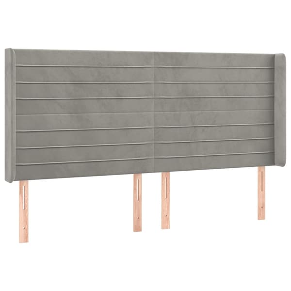 vidaXL Ramsäng med madrass & LED ljusgrå 160x200 cm sammet Grå