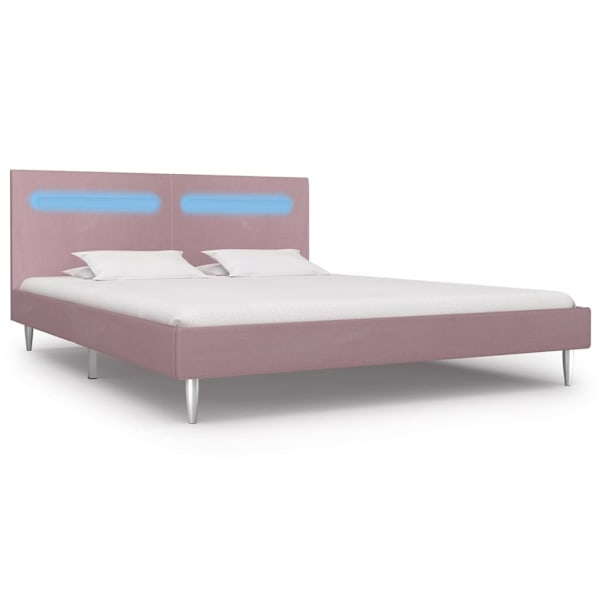 vidaXL Sängram med LEDs utan madrass rosa tyg 180x200 cm Rosa