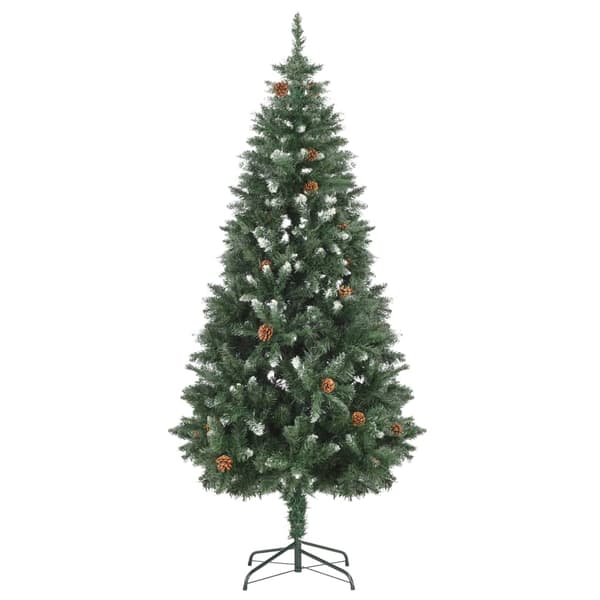 vidaXL Belyst plastgran med kottar 180 cm Grön