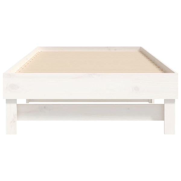 vidaXL Utdragbar dagbädd vit 2x(90x200) cm massiv furu Vit