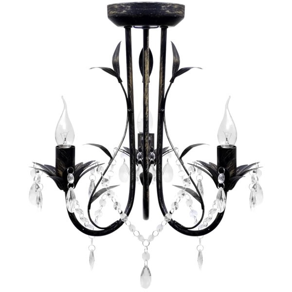 vidaXL Takkrona i Art Nouveau-stil 3-armad svart Svart