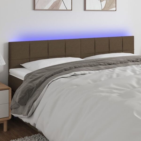 vidaXL Sänggavel LED mörkbrun 180x5x78/88 cm tyg Brun