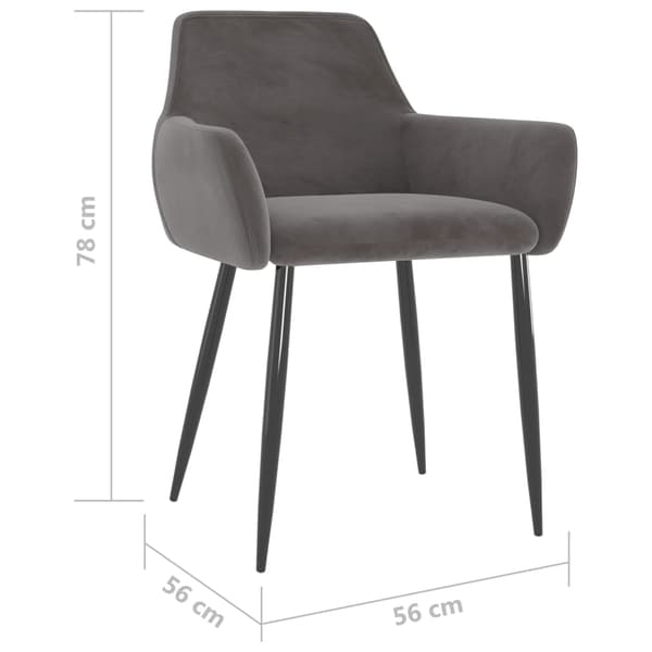 vidaXL Matstolar 6 st mörkgrå sammet grå
