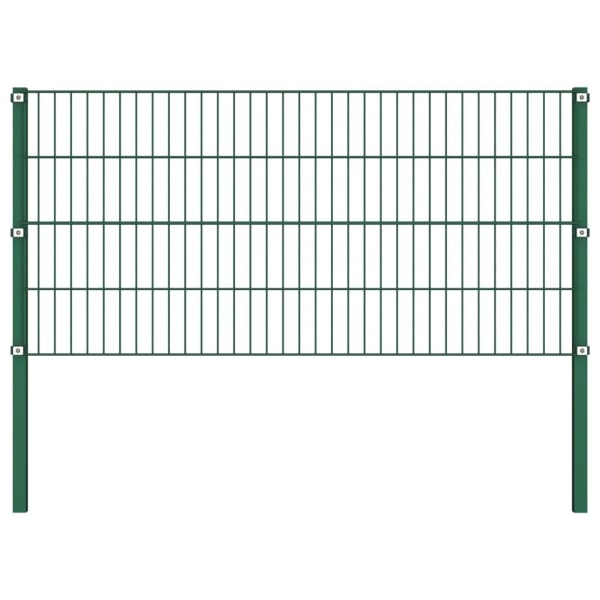 vidaXL Stängselpanel med stolpar järn 5,1 m grön Grön