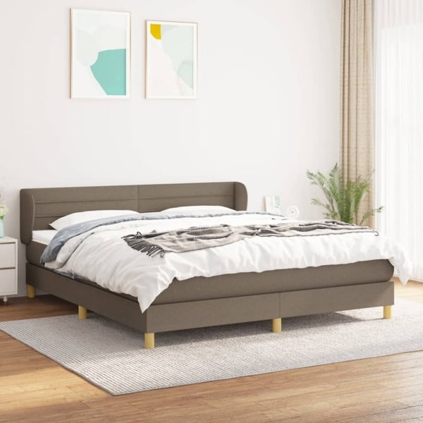 vidaXL Ramsäng med madrass taupe 180x200 cm tyg Taupe