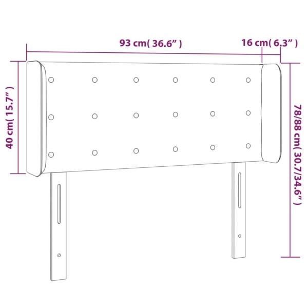 vidaXL Sänggavel LED blå 93x16x78/88 cm tyg Blå