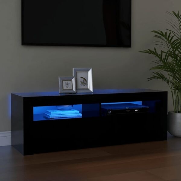vidaXL TV-bänk med LED-belysning svart 120x35x40 cm Svart