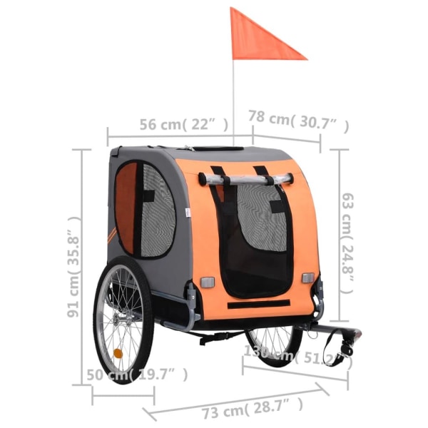 vidaXL Cykelvagn för djur orange och grå grå