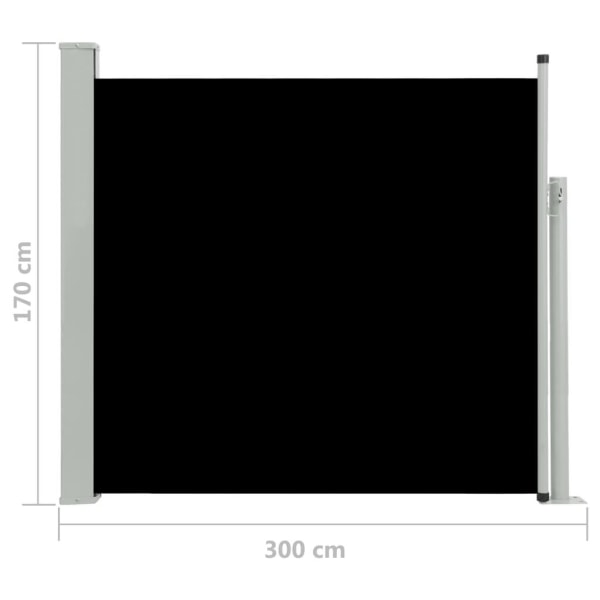 vidaXL Infällbar sidomarkis 170x300 cm svart Svart