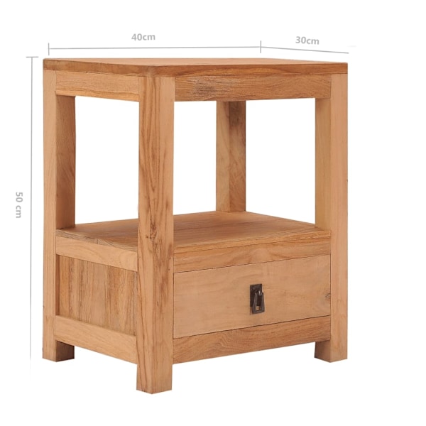 vidaXL Sängbord 40x30x50 cm massiv teak Brun